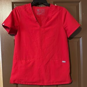 Figs Red Small two pocket scrub top